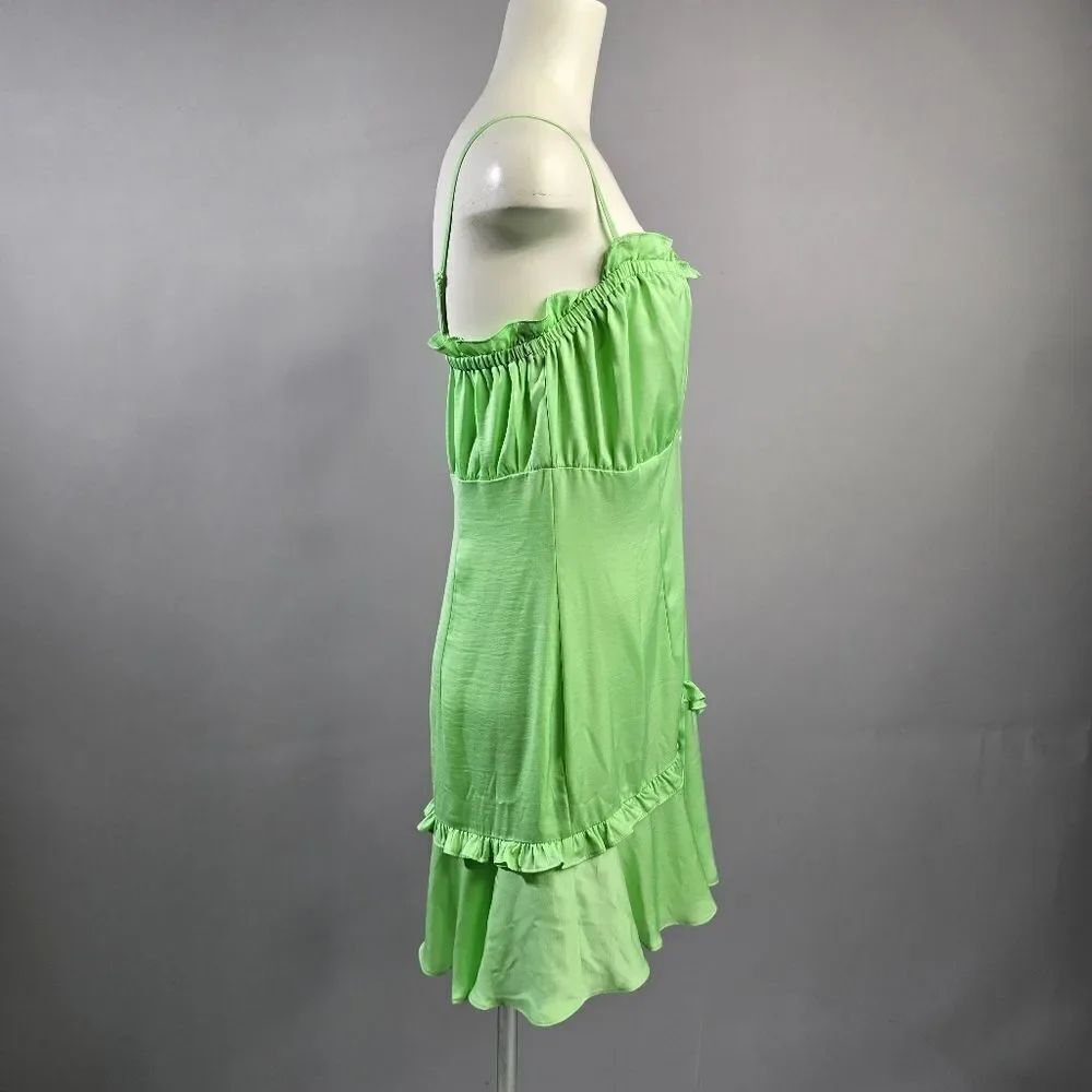 Bar III Green Ruffle Dress R8 - Picture 2 of 5